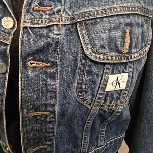 Calvin Klein Blue and Orange Jean Jacket